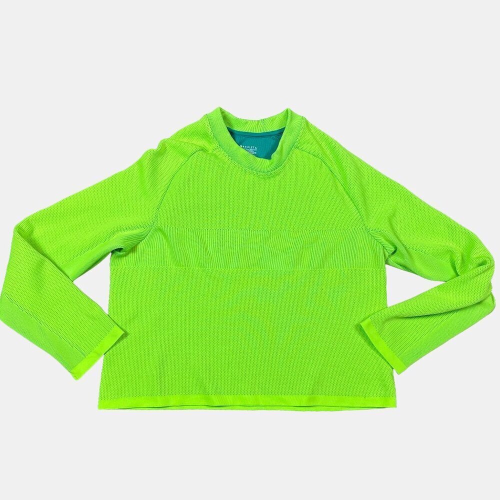 Athleta Cropped Seamless Turbo Athletic Sweatshirt Neon Green Women's Medium